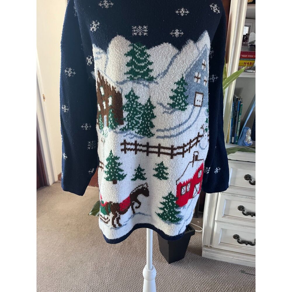 Vintage Snowy Scene Christmas Sweater L/XL